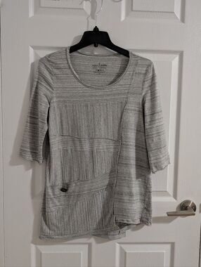 Neon Buddha Grey Asymmetric Tunic Top Cotton Lagenlook Art to Wear Boho Chic XS